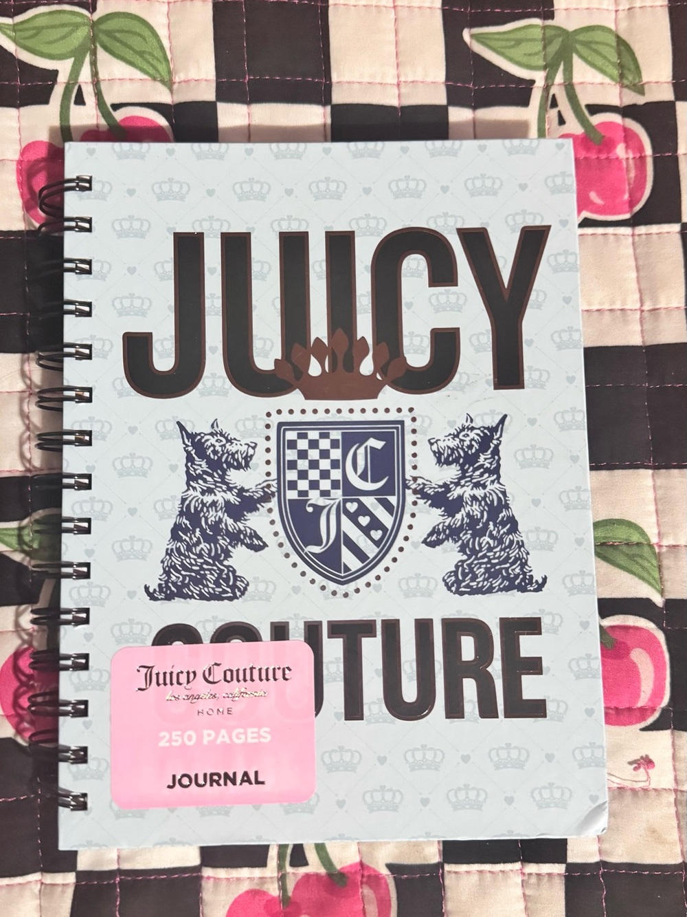 Juicy Couture Light Blue & Pink Spiral Journal with Crest
